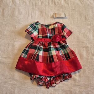 Gymboree girls 3-6 months 2 piece plaid dress with diaper cover, soft, NWT